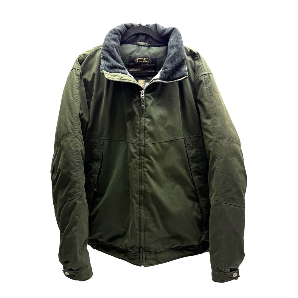 Eddie Bauer Premium Goose Down Coat XL Green Insulated Full Zip Outdoor Men's